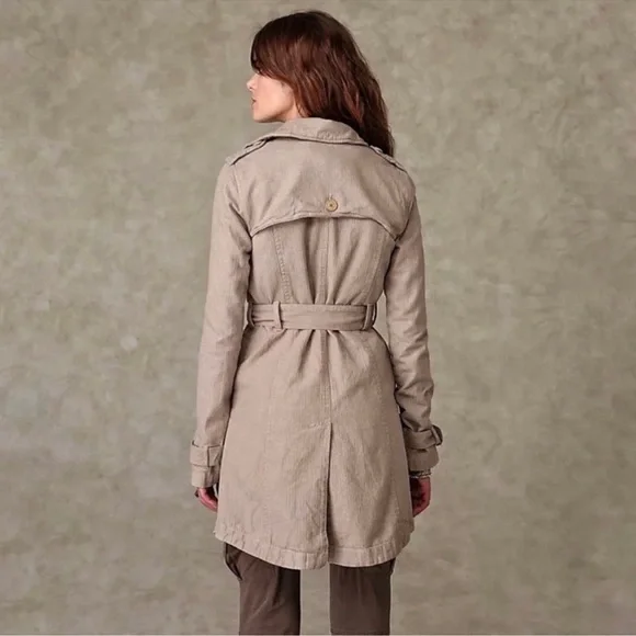 Free People We The Free RuggedDouble Breasted Plaid Linned Tan Trench Coat